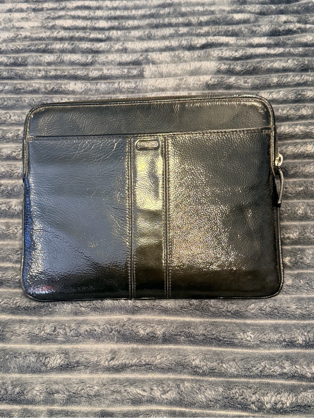 Coach Black Patent Leather Zip Tablet Sleeve